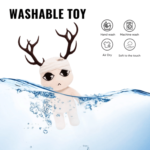 Beige Antlered Anomaly plush with brown antlers - animal hospital game roblox