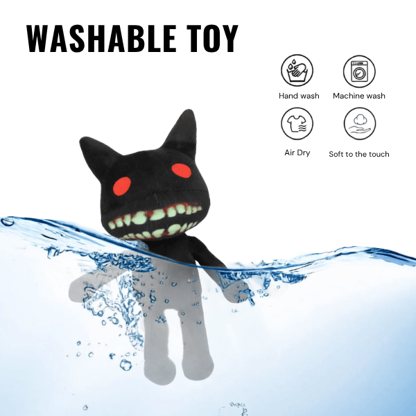 Camera Monster plush with red eyes and a wide grin