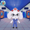 Fluffy Nurse dog plush in a blue nurse uniform and cap