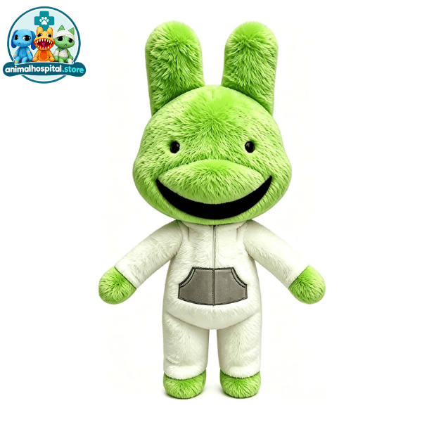 Green Intern Green intern plush toy with white shirt and grey pocket. Animal hospital anomaly game plush toy roblox