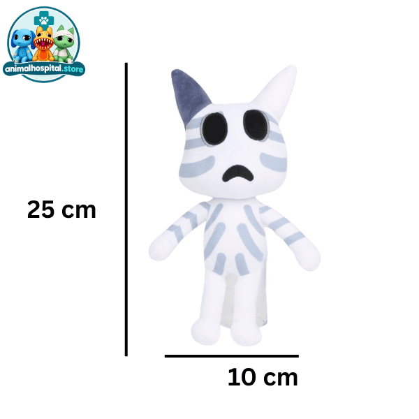 Head Banger white cat plush with blue headphones