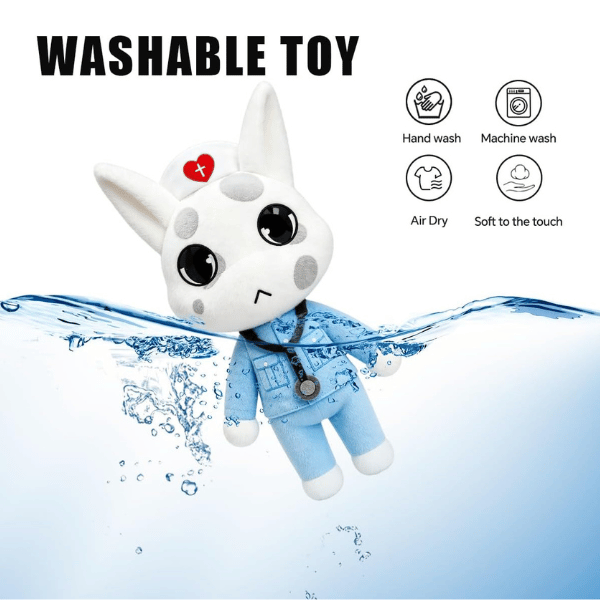 Head Nurse plush: white cat in a blue nurse outfit