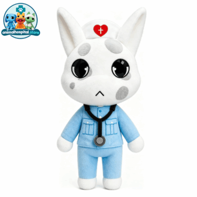 Head Nurse plush: white cat in a blue nurse outfit