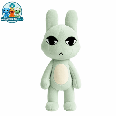 Lobby Bunny light green plush toy on display