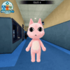 Pink Lobby Cat plush toy with a calm neutral expression