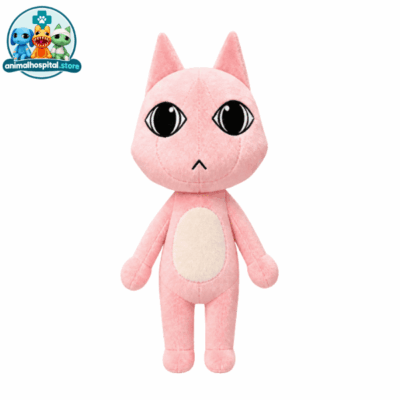 Pink Lobby Cat plush toy with a calm neutral expression