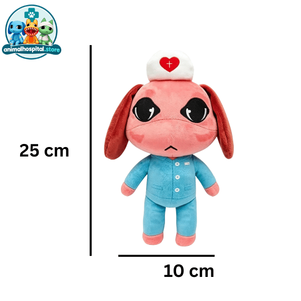 Nurse plush toy in light blue nurse uniform and heart cap