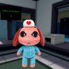 Nurse plush toy in light blue nurse uniform and heart cap