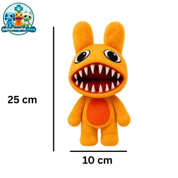 Orange Fang (2) Orange Fang Anomaly orange rabbit plush with a toothy grin