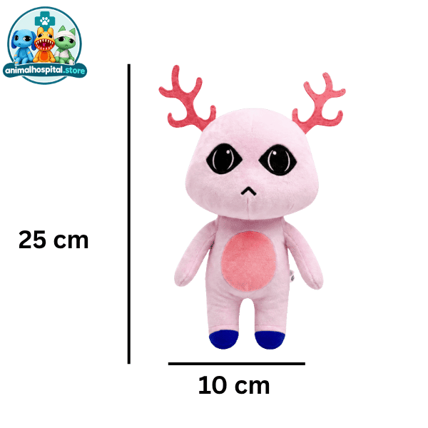 Pink Antlered Anomaly plush with pink antlers and blue feet