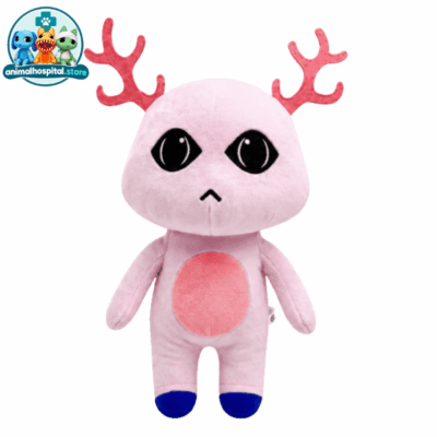 Pink Antlered Anomaly plush with pink antlers and blue feet