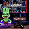 Psychologist green rabbit plush with round glasses
