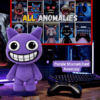 Purple Mismatched Anomaly (4) Purple Mismatched Anomaly plush toy with a wide grin