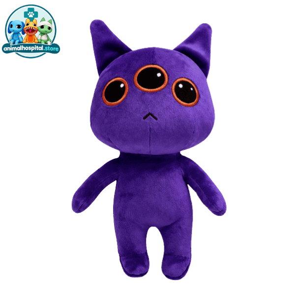 Purple Three-Eyed Anomaly plush with golden-orange eyes