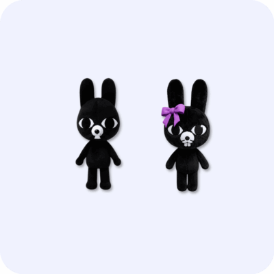 Ratthew And Rattina plush set with purple bow companion
