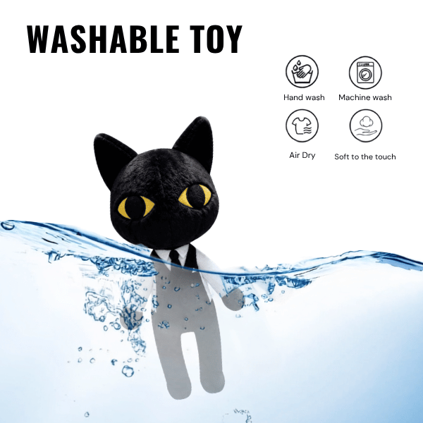 Secret Agent black cat plush in a suit and tie