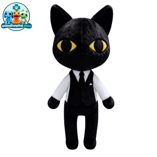 Secret Agent black cat plush in a suit and tie
