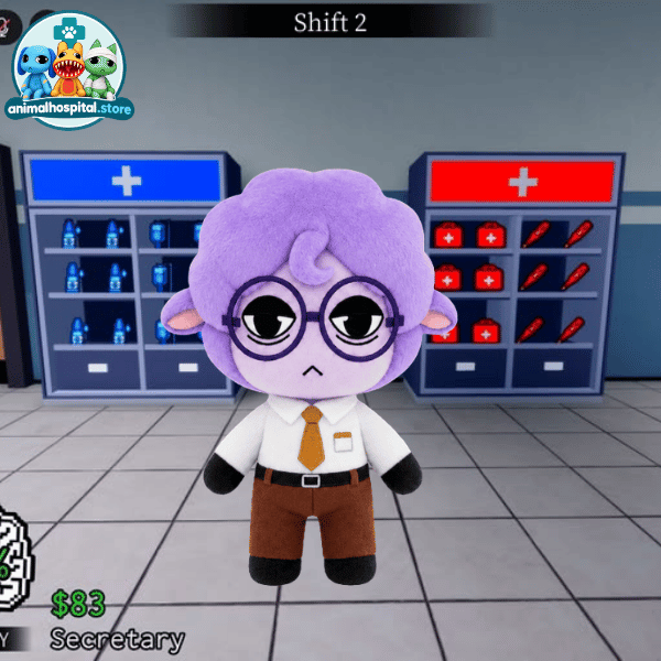 Secretary Plush Type B (3) Secretary Plush Type B with purple curly hair and glasses