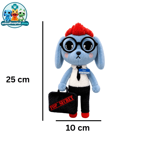 Secretary – the blue dog (2) Secretary plush toy in a red cap with glasses and briefcase