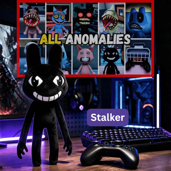 Black colored stalker in animal hospital anomaly game - plush toy - roblox game character