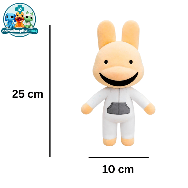 Intern yellow rabbit plush with grey pocket plush