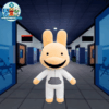 Intern yellow rabbit plush with grey pocket plush