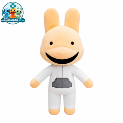 Intern yellow rabbit plush with grey pocket plush