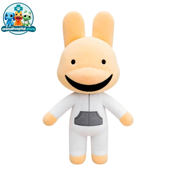 Intern yellow rabbit plush with grey pocket plush